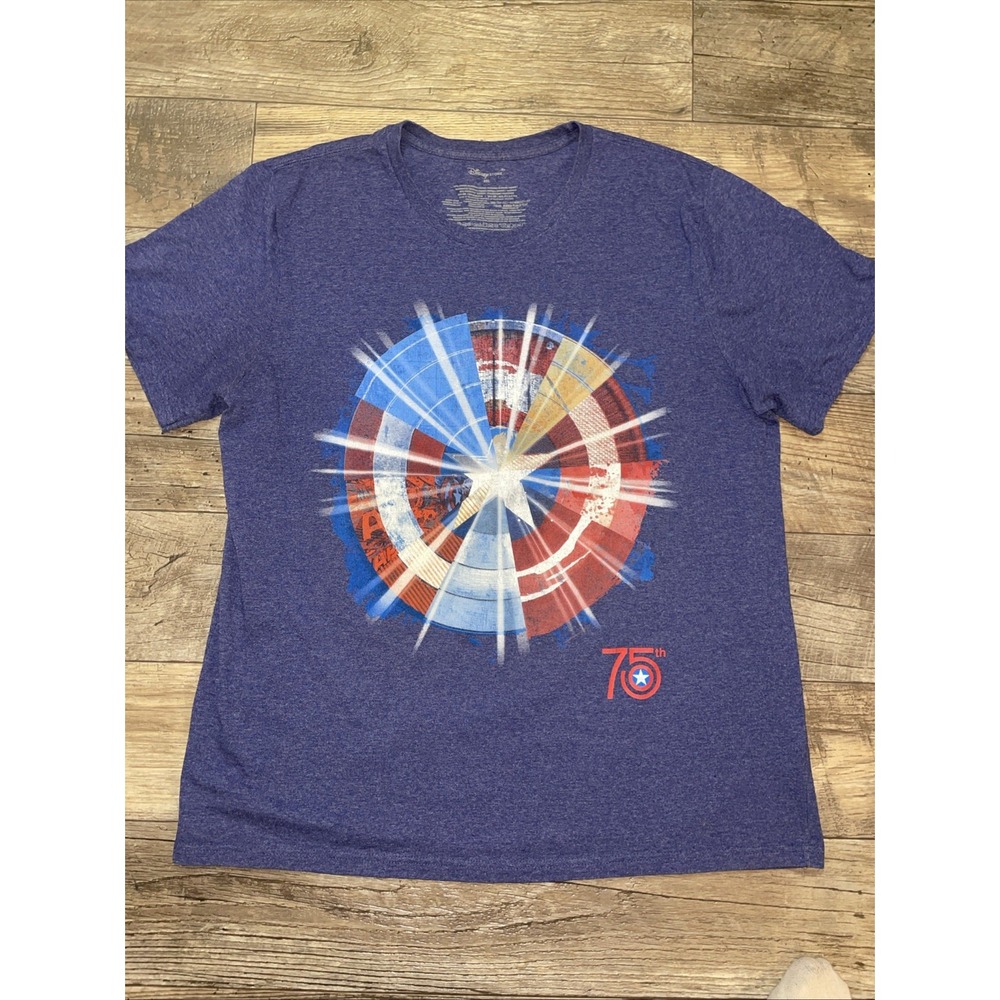 Marvel Captain America 75th Anniversary T-Shirt Disney Store Men's Size‎ 2XL